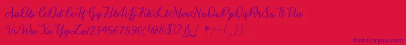 Snowflake Calligraphy   Font – Purple Fonts on Red Background