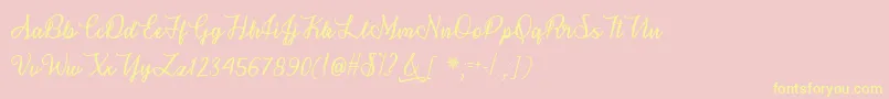 Snowflake Calligraphy  -Schriftart – Gelbe Schriften auf rosa Hintergrund