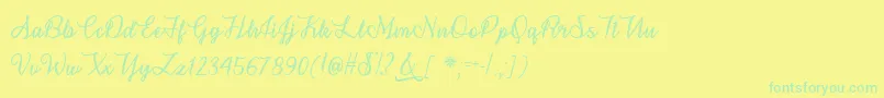 Czcionka Snowflake Calligraphy   – zielone czcionki na żółtym tle