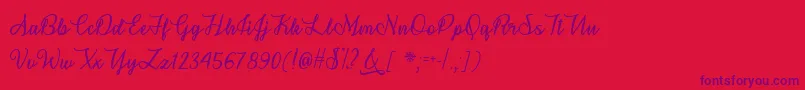 Snowflake Calligraphy  -Schriftart – Violette Schriften auf rotem Hintergrund