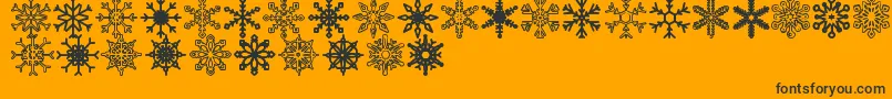 Snowflakes St-Schriftart – Schwarze Schriften auf orangefarbenem Hintergrund