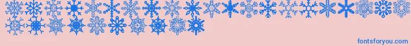 Fonte Snowflakes St – fontes azuis em um fundo rosa