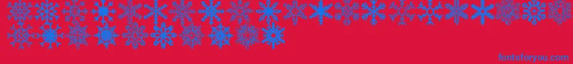 Snowflakes St-Schriftart – Blaue Schriften auf rotem Hintergrund