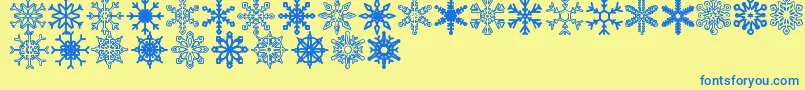 Snowflakes St-fontti – siniset fontit keltaisella taustalla