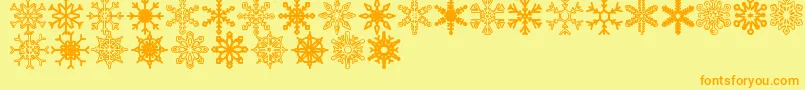 Snowflakes St-Schriftart – Orangefarbene Schriften auf gelbem Hintergrund