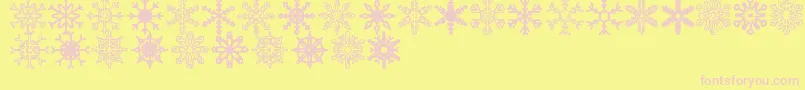 Snowflakes St-Schriftart – Rosa Schriften auf gelbem Hintergrund