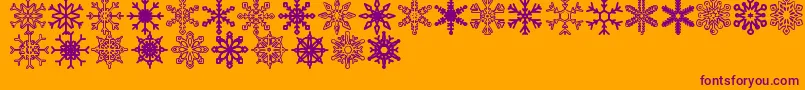 Snowflakes St-Schriftart – Violette Schriften auf orangefarbenem Hintergrund