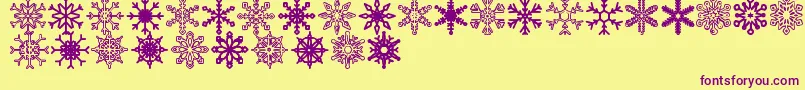 Snowflakes St-fontti – violetit fontit keltaisella taustalla