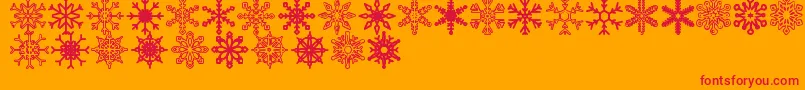 Snowflakes St Font – Red Fonts on Orange Background