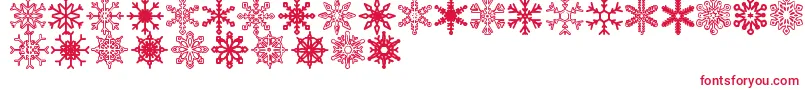 Snowflakes St-Schriftart – Rote Schriften auf weißem Hintergrund