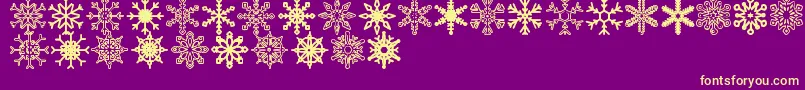 fuente Snowflakes St – Fuentes Amarillas Sobre Fondo Morado