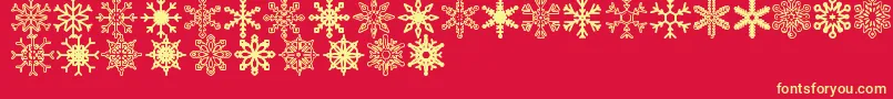 Fonte Snowflakes St – fontes amarelas em um fundo vermelho