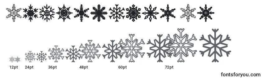 Größen der Schriftart Snowflakes St