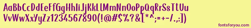 SnowHut Font – Purple Fonts on Yellow Background