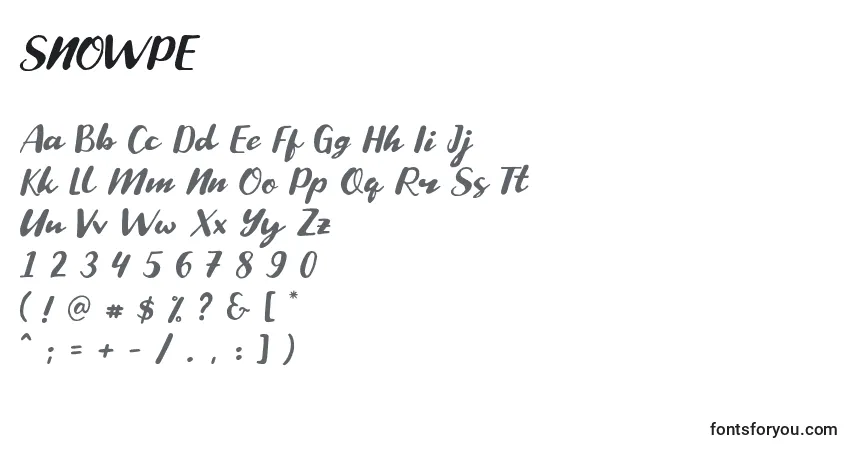 Schriftart SNOWPE – Alphabet, Zahlen, spezielle Symbole
