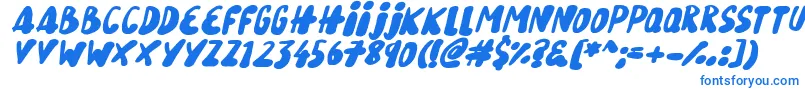 Czcionka Snowy Skies Italic – niebieskie czcionki na białym tle