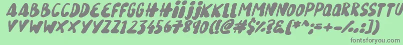 フォントSnowy Skies Italic – 緑の背景に灰色の文字