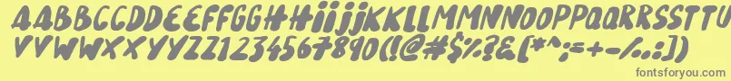 Fonte Snowy Skies Italic – fontes cinzas em um fundo amarelo