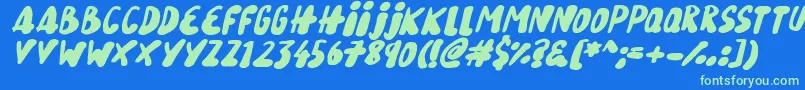 フォントSnowy Skies Italic – 青い背景に緑のフォント