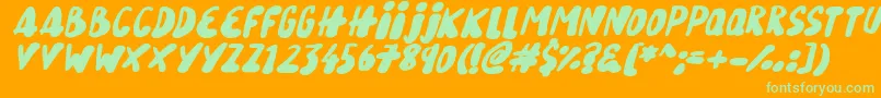 Snowy Skies Italic Font – Green Fonts on Orange Background