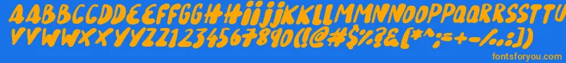 Czcionka Snowy Skies Italic – pomarańczowe czcionki na niebieskim tle