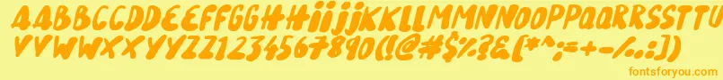 Snowy Skies Italic Font – Orange Fonts on Yellow Background