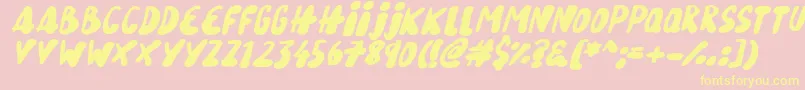 Fonte Snowy Skies Italic – fontes amarelas em um fundo rosa