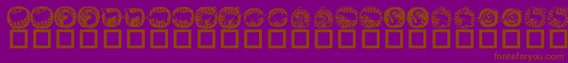 Fonte KrChineseZodiac – fontes marrons em um fundo roxo