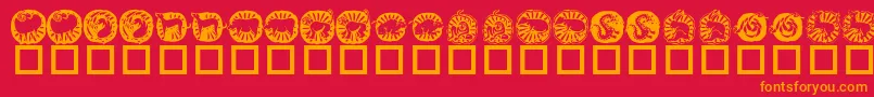 Czcionka KrChineseZodiac – pomarańczowe czcionki na czerwonym tle