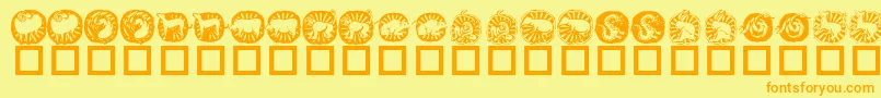 KrChineseZodiac Font – Orange Fonts on Yellow Background