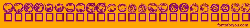 KrChineseZodiac-Schriftart – Violette Schriften auf orangefarbenem Hintergrund