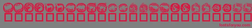 KrChineseZodiac-fontti – punaiset fontit harmaalla taustalla