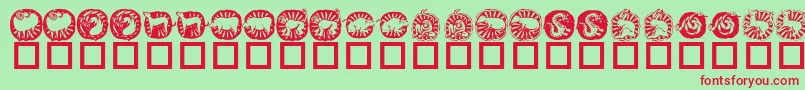KrChineseZodiac Font – Red Fonts on Green Background