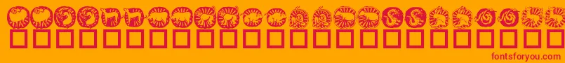 Czcionka KrChineseZodiac – czerwone czcionki na pomarańczowym tle