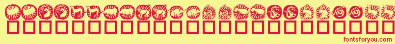 KrChineseZodiac-Schriftart – Rote Schriften auf gelbem Hintergrund