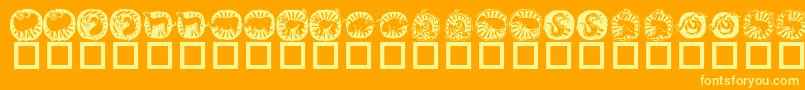 KrChineseZodiac-Schriftart – Gelbe Schriften auf orangefarbenem Hintergrund