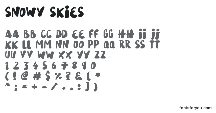 Snowy Skies-fontti – aakkoset, numerot, erikoismerkit