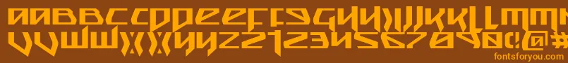 snubfighter-Schriftart – Orangefarbene Schriften auf braunem Hintergrund