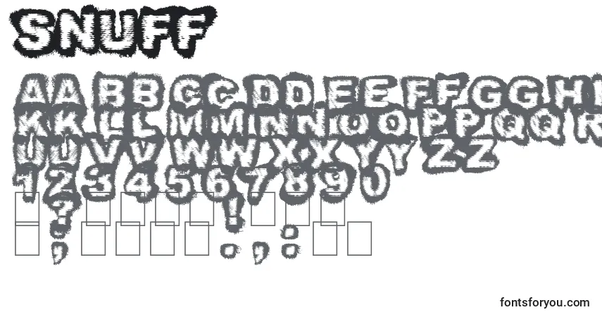 A fonte Snuff – alfabeto, números, caracteres especiais