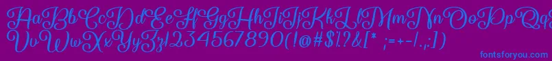 フォントSo Damn Beautiful   – 紫色の背景に青い文字