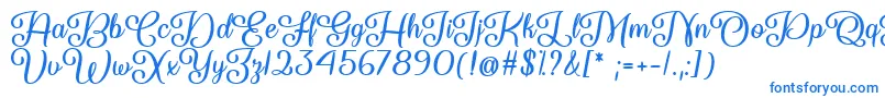 フォントSo Damn Beautiful   – 白い背景に青い文字