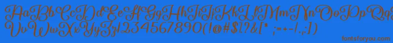 Шрифт So Damn Beautiful   – коричневые шрифты на синем фоне