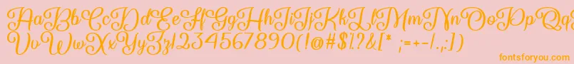 フォントSo Damn Beautiful   – オレンジの文字がピンクの背景にあります。