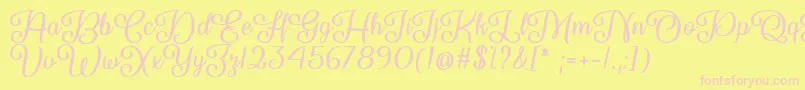So Damn Beautiful  -fontti – vaaleanpunaiset fontit keltaisella taustalla
