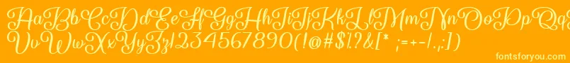 フォントSo Damn Beautiful   – オレンジの背景に黄色の文字