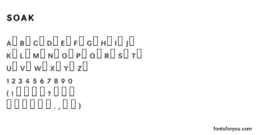 Schriftart SOAK – Alphabet, Zahlen, spezielle Symbole