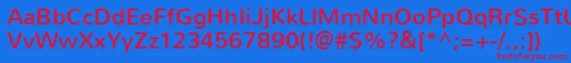 NunitoRegular-fontti – punaiset fontit sinisellä taustalla