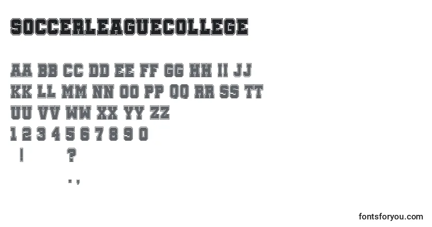 Czcionka SoccerLeagueCollege – alfabet, cyfry, specjalne znaki