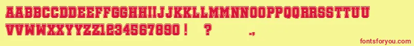 SoccerLeagueCollege Font – Red Fonts on Yellow Background