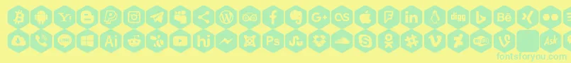 Fonte Social Color Pro – fontes verdes em um fundo amarelo